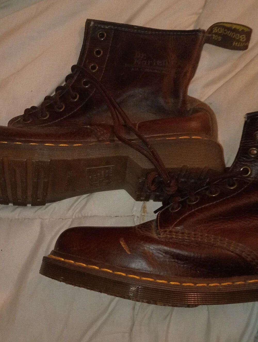 Dr. Martens Brown Leather Lace-Up Work Boots Size 10 Men's